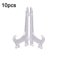 10pcs Clear Plastic Easels Plate Holders Display Dish Rack Picture Frame Photo Book Pedestal Stand