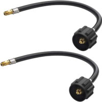 15-Inch RV Propane Hose, Camper Gas Line Replacement, 1/4-Inch Inverted Male Flare x QCC-1, 2-Pack