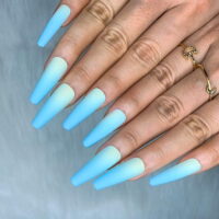 Empirical Beauty Blue Ombre Matte Acrylic Nails