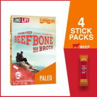 LonoLife Grass-Fed Beef Bone Broth Powder with 10g Protein, Stick Packets, 4 Count