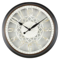 Mainstays 10' Antic Round White and Bronze Arabic Wall Clock with Quartz Movement