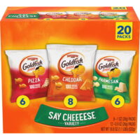 Pepperidge Farm Goldfish Crackers Say Cheeeese Variety with Cheddar, Pizza and Parmesan, 20 Snack Packs
