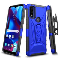 SPY CASE for Motorola Moto G Pure Case with Tempered Glass Screen Protector Hybrid Cover with Kickstand Phone Belt Clip Holster - Blue