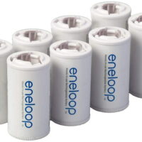 Panasonic BQ-BS2E8SA Eneloop C Size Battery Adapters for Use with Ni-MH Rechargeable AA Battery Cells, 8 Pack
