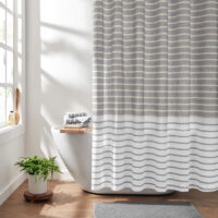 Gap Home Easy Stripe Organic Cotton Shower Curtain, Gray, 72'x72'