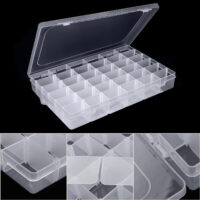 TSV 36 Slots Compartments Clear Plastic Adjustable Storage Box Case