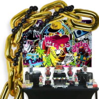 41 Pack 90s Party Decorations Balloon Garland Kit, Hip Pop Theme Backdrop, 10 Chain Balloons,30 Link Balloons for 80s 90s Hip Hop Retro Disco Theme Birthday Wedding Supplies Photo Booth Props