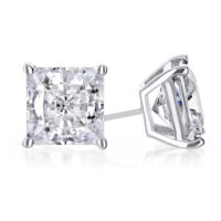 10k White Gold 2 Ct Created White Sapphire Princess Cut Stud Earrings
