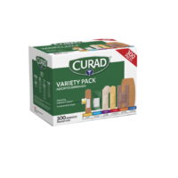 Curad Variety Pack, Assorted Bandages, Includes Heavy Duty, Fabric, Waterproof & Antibacterial Bandages, 300 Count Box