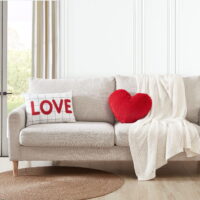 Mainstays, 2 Pack Love & Faux Rabbit Fur Heart Pillows, Shaped, 14'x20', 16'x18', Multi, 2 Pack