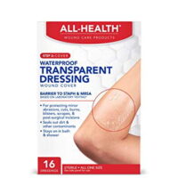 All Health Clear Waterproof Transparent Dressing Wound Cover, 16 Dressings, 2.36 in X 2.75 in