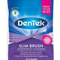 DenTek Slim Brush Interdental | Brushes Between Teeth | Extra Tight Teeth | Mouthwash Blast 32 Count (packaging vary)