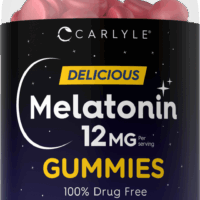 Melatonin Gummies 12mg | 180 Count  | Drug Free | Natural Berry Flavor | Vegan, Non-GMO, Gluten Free | by Carlyle