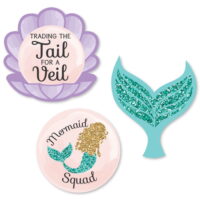 Trading The Tail For A Veil - DIY Shaped Mermaid Bachelorette Party or Bridal Shower Cut-Outs - 24 Count