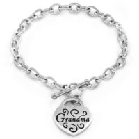 Coastal Jewelry Stainless Steel Engraved 'Grandma' Heart Charm Bracelet