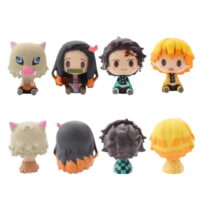 Taicanon 4 Styles Demon Slayer Anime Cake Topper Figurines, PVC Model Dolls Q Version Zenitsu Nezuko Inosuke Action Figure Statues