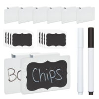8 Pack Metal Steel Bin Labels Clip On for Storage, Basket Tag Holders with Markers for Home Decor, Organization, 18 Pieces
