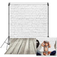 LIVUCEE 7X5FT White Wall with Wood Floor Photography Backdrop for Photo Background Studio Props