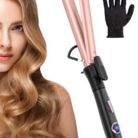 KIPOZI 1' Curling Wand, Ceramic Curling Iron, Rose Gold
