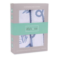 Changing Pad Cover Set | Cradle Sheet Set 100% Cotton Jersey Knit 2 Pack Blue Nautical Print
