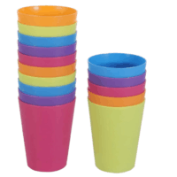 Topboutique Plastic Cups Reusable, Kids Plastic Drinking Plastic Cups Reusable Dishwasher Safe BPA- Free Cups for Kids & Toddlers Bright Colored Unbreakable Toddler Cups, Set of 12 (Random Color)