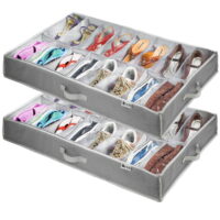 Hold N' Storage Extra Large Underbed Shoe Storage Organizer, Set of 2 Gray