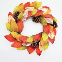 Way to Celebrate Harvest Rose Gold/Silver Magnolia Leaf Wreath 24'
