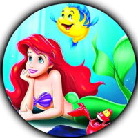 The Little Mermaid Ariel Edible Image Photo 8' Round Cake Topper Sheet Personalized Custom Customized Birthday Party