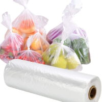 FungLam 12' X 16' Plastic Produce Bag on a Roll for Bread Fruit vegetable Grocery Clear Bag, 350 Bags/Roll