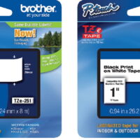Brother P-Touch 2-Pk TZe-251 Black Print on White Standard Adhesive Laminated Tape, 0.94' x 26.2'