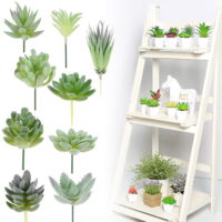 ZTOO 9 Pack Artificial Succulents, Colorful Fake Cactus Plants with Iron Bucket Green Decorative Faux Succulent Potted Fake Plants