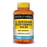 Mason Natural L-Tryptophan Sleep Formula 500 mg - Essential Amino Acid, Advanced Sleep Aid, Supports Restful Sleep, 60 Capsules