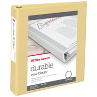 Office Depot® Brand 49% Recycled Durable View Round-Ring Binders, 1-1/2' Round Rings, Yellow