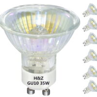 H&Z 6 Pack Long Lifespan 35W GU10 Halogen Bulb 120V, Dimmable, 2800K Warm White, MR16 GU10 Base