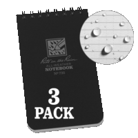 Rite in the Rain Weatherproof Top Spiral Notebook, 3' x 5', Black Cover, Universal Pattern, 3 Pack (No. 735-3)