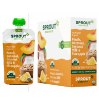 Sprout Organic Stage 2 Baby Food, Peach Oatmeal, 3.5 oz Pouch, 6 Pack