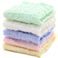 LONGRV 5Pcs Baby Muslin Washcloths - Natural Cotton Baby Wipes - Soft Newborn Baby Face Towel and Muslin Washcloth for Sensitive Skin,12*12''