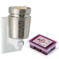 BRUSHED CHROME Pluggable Fragrance Warmer Gift Set with Courtneys Wax Melt - EUCALYPTUS-LAVENDER