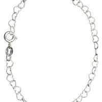 Sterling Silver Heart Link Nickel Free Chain Bracelet Italy, 7.5'