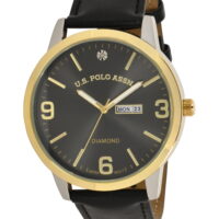 U.S.Polo Assn. Adult Mens Classic Watch w/ Gold Bezel - USC50586WM