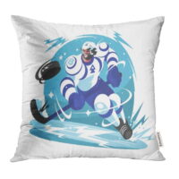 YWOTA Action Ice Hockey Team Player with Stick and Puck Active Activity Aggressive Arena Pillow Cases Cushion Cover 18x18 inch