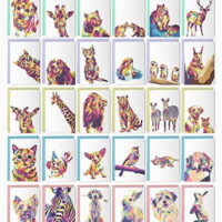 Dessie 30 Cute Rainbow Animal Theme Blank Greeting Cards with Envelopes. Any Occasion