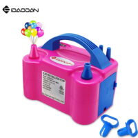 IDAODAN Electric Balloon Pump, Only 3 Seconds Quick Fill Air, Portable Dual Nozzle Rose Red 110V 600W Blower Air Balloon Pump & Inflator for Party Birthday Wedding Decoration