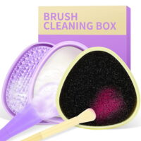 Docolor Makeup Brushes Cleaner Set, Solid Soap Cleanser with Color Removal Sponge, Silicone Makeup Brush Cleaner Easy to Clean Blenders Brushes Shampoo Removes Shadow Color