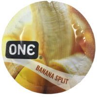 ONE Banana Split + Silver Lunamax Pocket Case, Premium Flavored Latex Condoms  24 Count