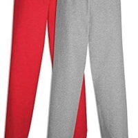Hanes P650 Men's EcoSmart Fleece Sweatpant Large 1 Deep Red  1 Light Steel Pack of 1