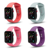 [4 Pack Bundle Deal] Apple Watch Replacement Bands 44mm/42mm, Soft Silicone Wristband for iWatch Apple Watch Series 1/2/3/4/5/6/SE/Nike+ - Mint+Pink+Peach+Purple