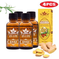 Cosprof 4 x 100% PURE Lymphatic Drainage Ginger Oil, for Full Body Massage, Relax Sore Muscles, SPA Massage Oils, Ginger Essential Oil Repelling Cold and Relaxing Active Oil, 1fl.oz