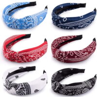 6 Pieces Top Knot Headband Paisley Boho Headbands Vintage Cross Knotted Headbands Twisted Knot Head Band Wide Hairband for Women and Girls
