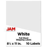 JAM Full Page Labels, 8.5' x 11', White, 10 Per Pack